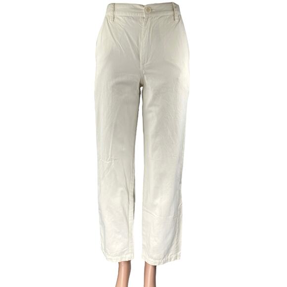 Aritzia Sun-deh Womens White Mid Rise Straight Wide Leg Trousers Pants Size 00 - Picture 1 of 5